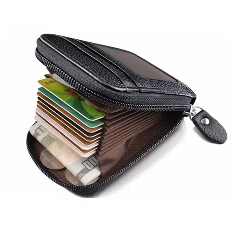 

Pocket size leather wallet credit card holder