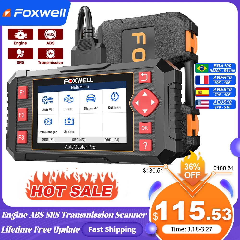 FOXWELLNT604EliteOBD2ScannerEngineABSSRSTransmissionDiagnostic