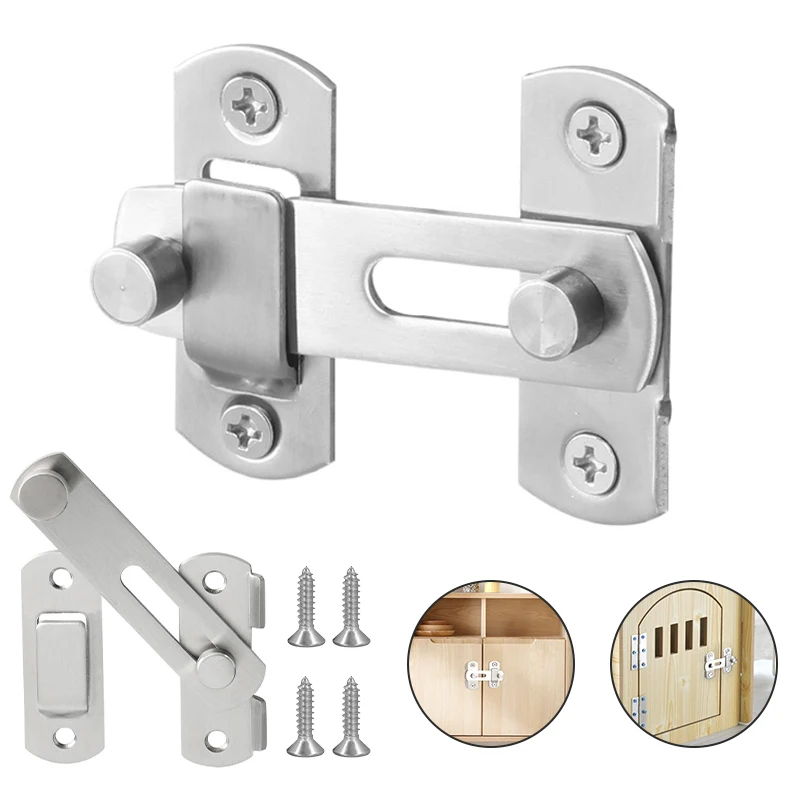 Sliding Door Latch Stainless Steel Sliding Barn Door Lock Multi-purpose Hardware Gate Latches Safety Latches for Wooden Furniture Window Closet Door Latch Door Lock Latch
