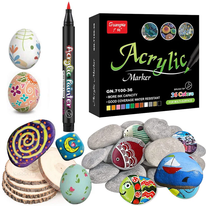 36 Colors Acrylic Marker Pen Acrylic Paint Brush Markers Pens for christmas Art Rock Painting,Card Making,Stone,Metal Ceramics