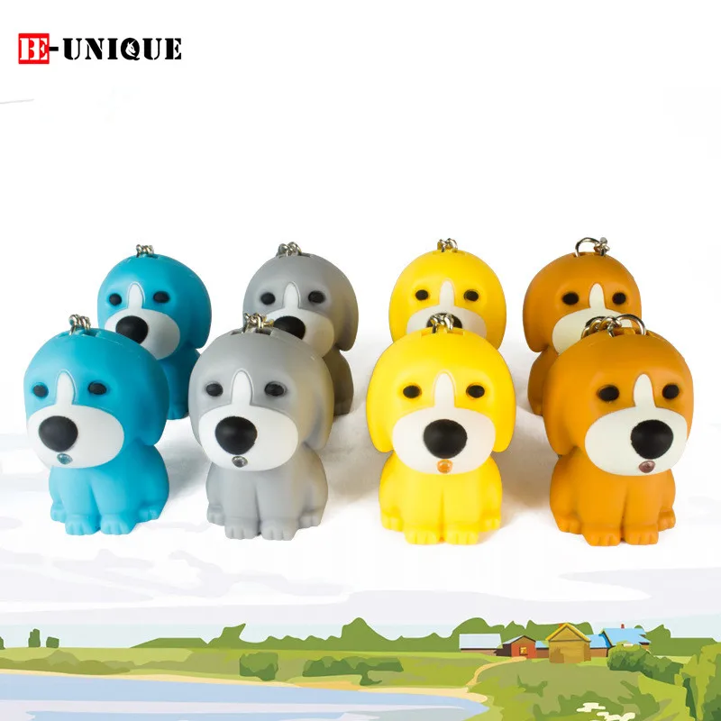 12pcs Cute Puppy LED Keychain Mini Flashlight Creative Vocal Dog