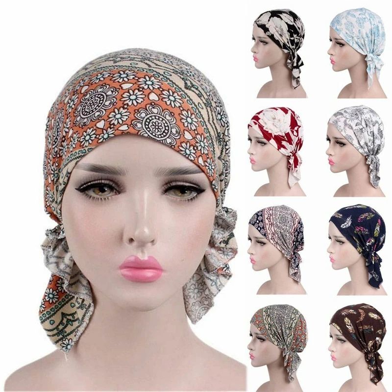 

Модный женский тюрбан с принтом, мягкая эластичная шапка с цветами, Женский мусульманский головной убор, аксессуары, Женский тюрбан