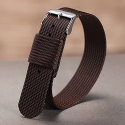 Braided Nylon Strap - Men's Army Sports Breathable Watch Band, Black Green, Wear - Resistant - 22mm (Brown)