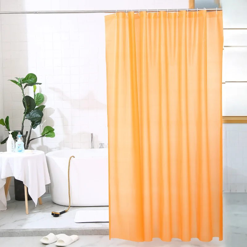 PEVA Waterproof Shower Curtain Mildew Bathroom Solid Curtain Wave Window Tulle Home Luxury with Hooks Heavy S Fold Wavy Shower