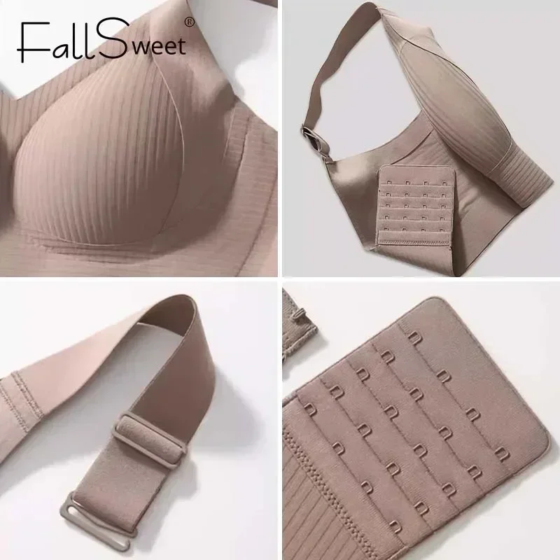 FallSweet 3PCS Seamless Wireless Push Up Bras for Woman Adjustable Comfort Bralette for Full and Petite Busts Wireless Lingerie
