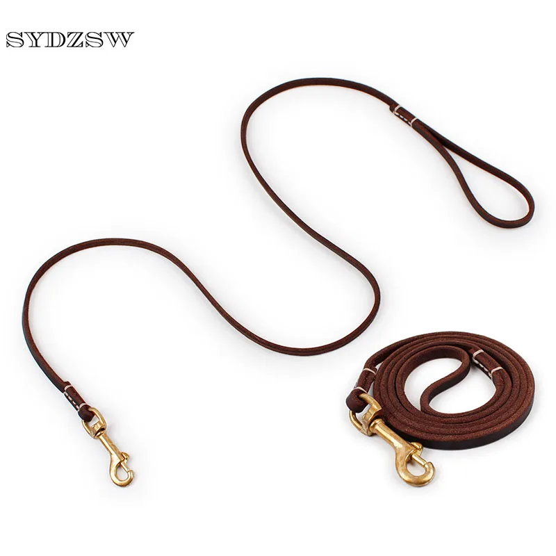 Genuine Leather Dog Leash 0.8cm Labrador Shepherd Dog Products Pet