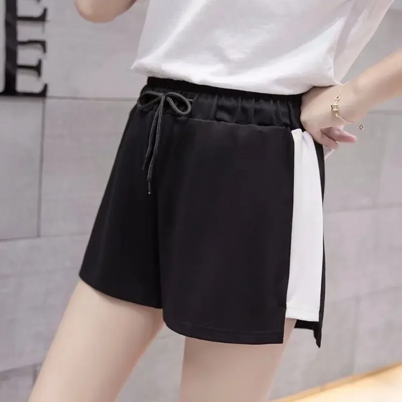 Women Drawstring Sport Shorts Casual Wide Leg Shorts Female High Waist Loose Casual Street Elastic Waist Women's Clothing