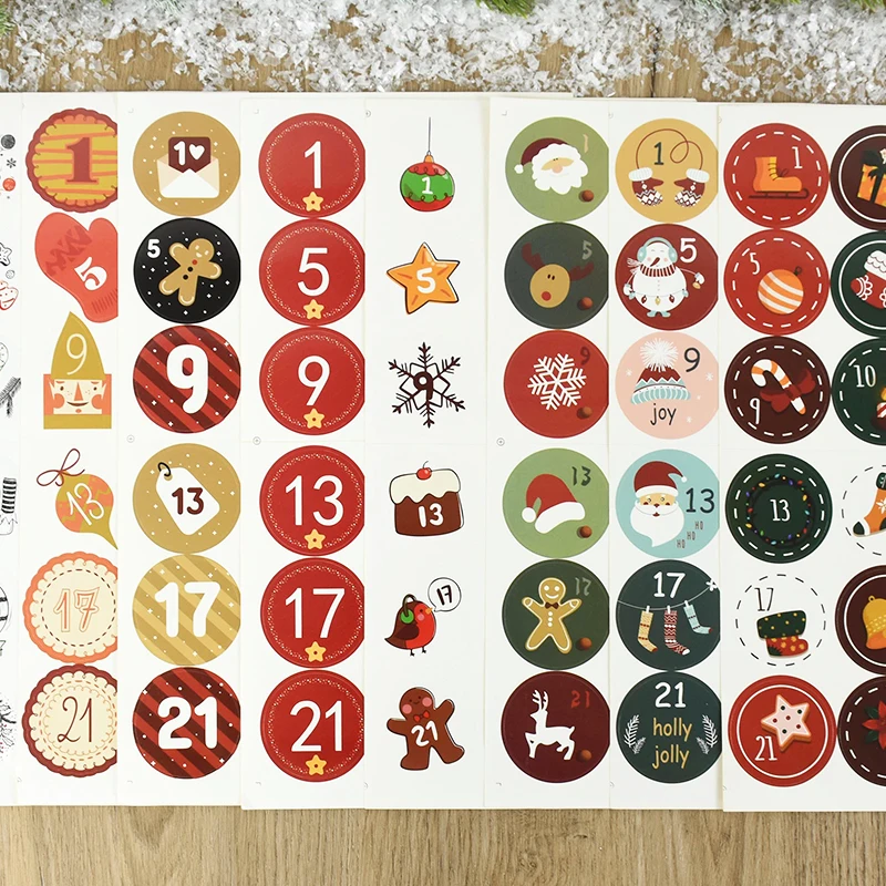 24 Teile/blatt Frohe Weihnachten Adventskalender Anzahl Aufkleber DIY Cookie Süßigkeiten Geschenk Siegel Label Aufkleber Weihnachten Dekor 2025 Neue jahr – Detail 7