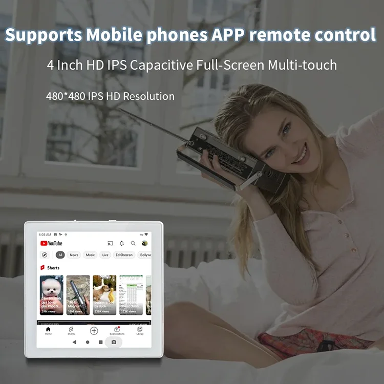 스마트 홈 터치 스크린 4 인치 WiFi 안드로이드 10 시스템 벽 증폭기 Alexa 음성 제어 배경 음악 오디오 패널 실내