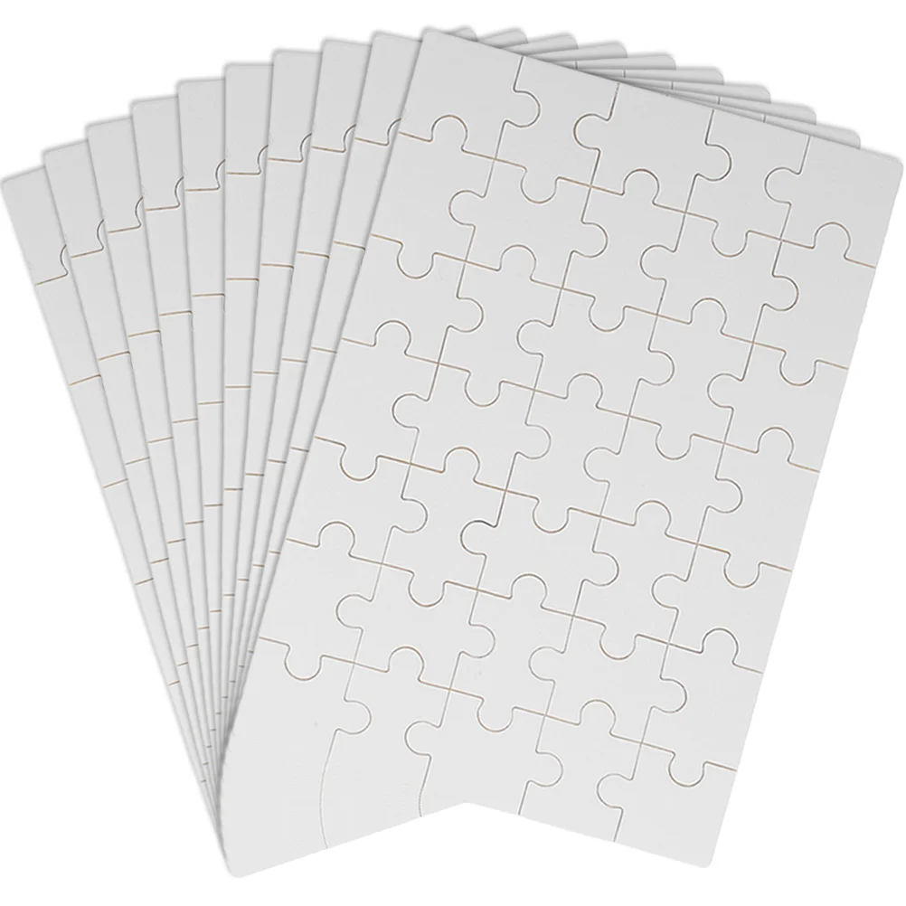 

10 Sheets Blank Blank Blank Puzzle Pieces Pieces Pieces DIY Blank Sublimation Blanks Jigsaw Hot Pressing Thermal Transfer White