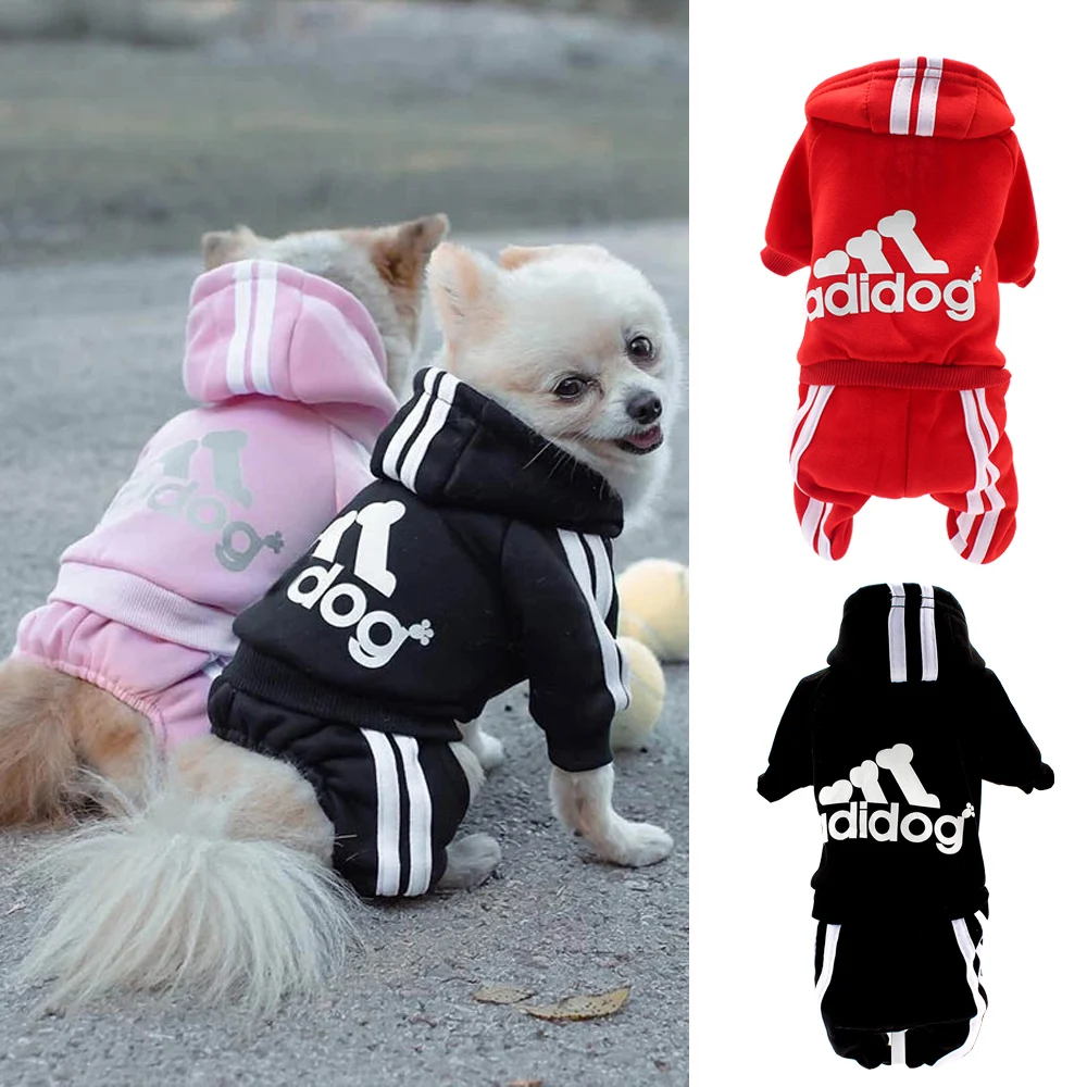 Adidog Dog Clothing Winter Pet Clothes for Small Medium Dogs Sport Hoodies Puppy Sweatshirts Warm  Coat Poodle Costume Dropship