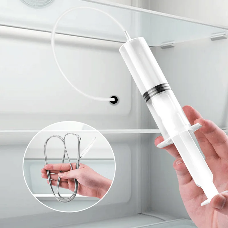 

5 Pcs Refrigerator Drain Clean Brush Wash Brush Suction Syringe Hose Fridge Cleaner Stick Dredge Tool 1.5M Drain Hole Kit