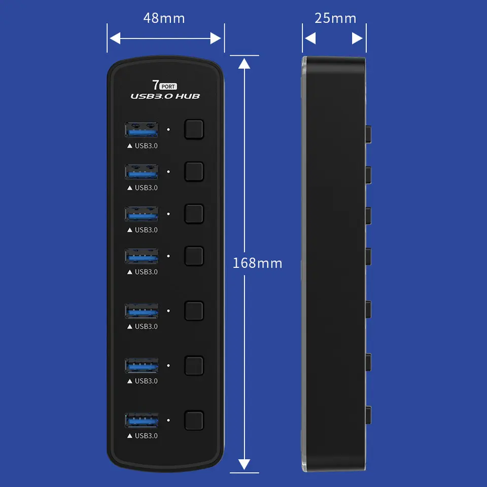 USB 3.0 Hub 4 Ports 7 Ports USB 3.0 Data Port Adapter 5Gbps High Speed Individual On/Off Switch Splitter USB Extension image 6