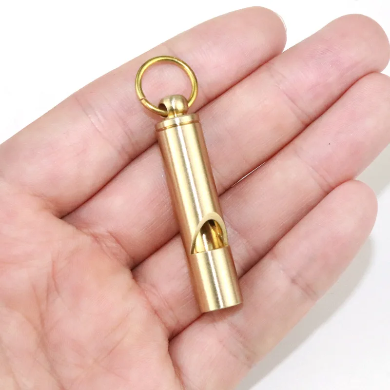 MultifunctionalBrassEmergencySurvivalWhistlePortableKeychain