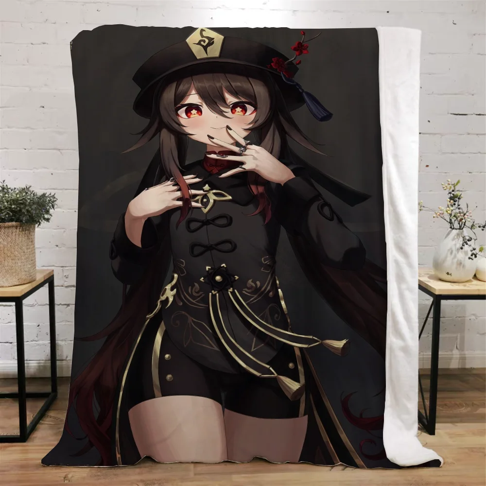 Genshin Impact Throw Blanket for Sofa Luxury Bedding Custom Blankets & Throws Home Interior Fluffy Plaid Beach Towel Knee Soft & 2