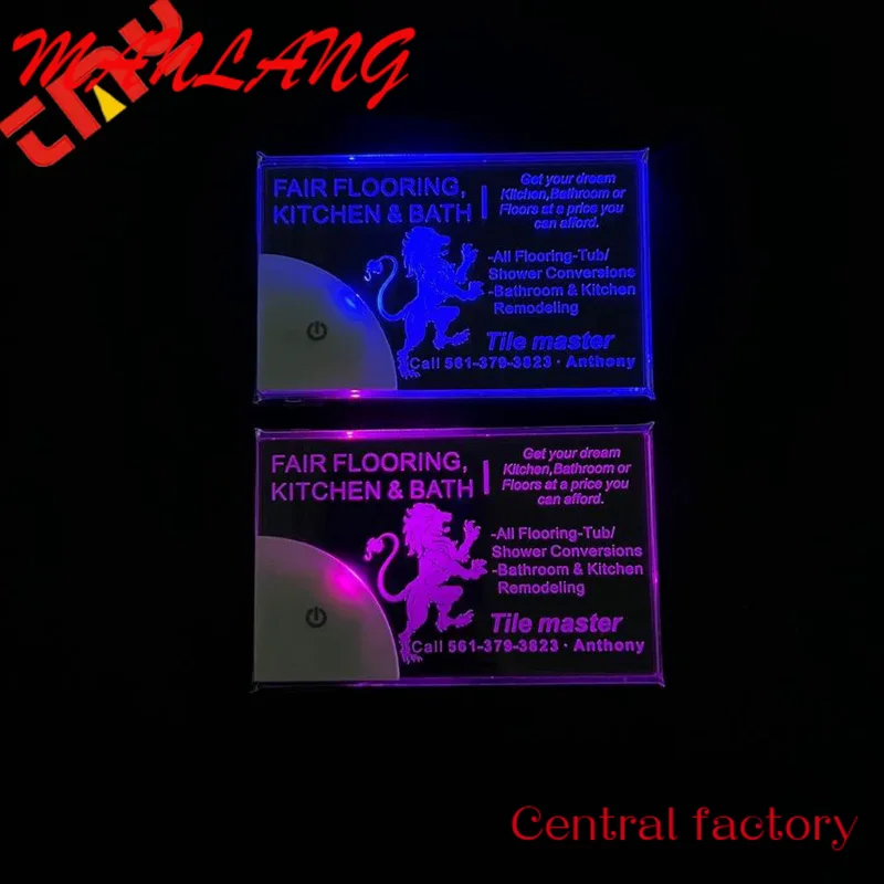 Custom  High Quality Luxury Light Up Glow In The Dark Plastic Printing Acrylic Led Business Card