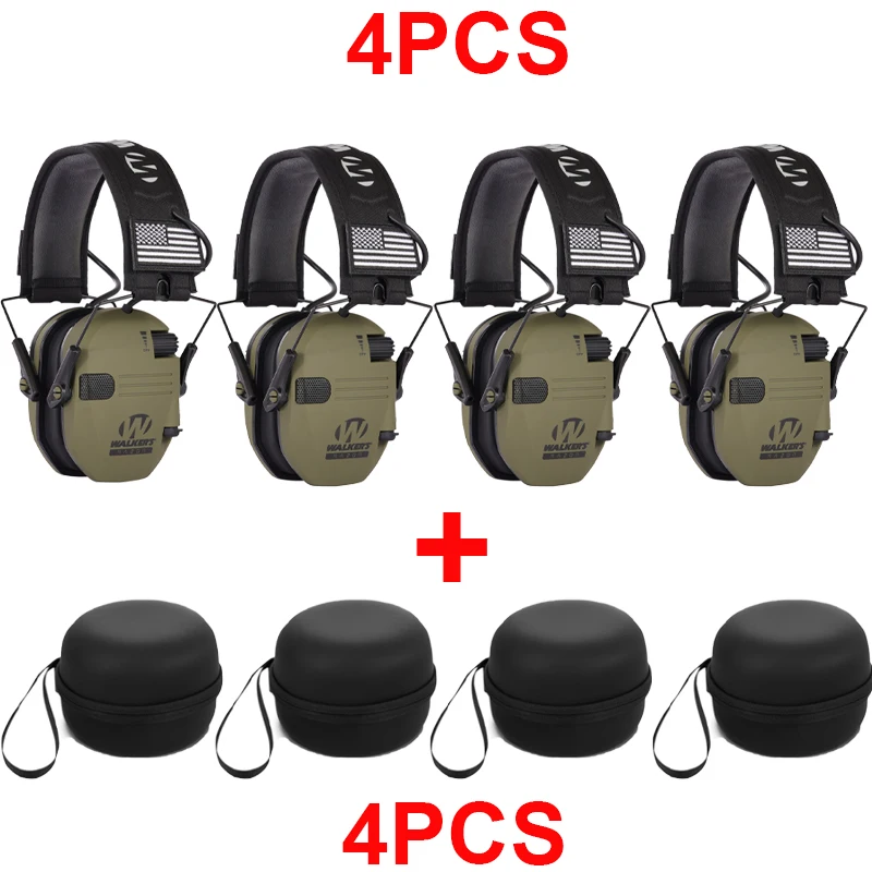 4PCS Tactical Electronic Shooting Earmuffs with Storage Box Outdoor