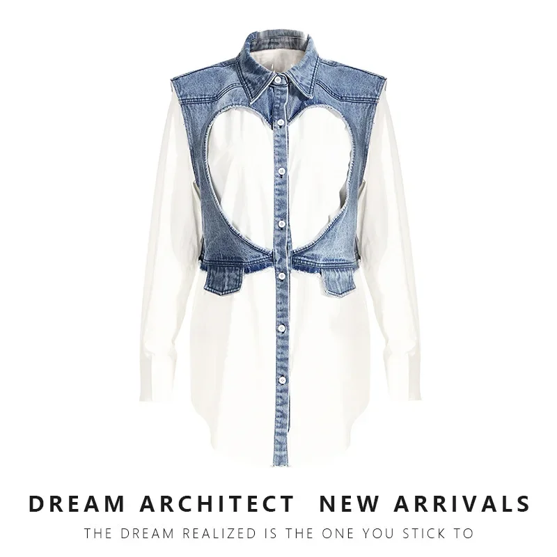 

Denim Women Suits Shirt 1 Piece Spring Cotton Formal Office Lady Business Work Wear Fashion Girl Coat Jacket Prom Dress