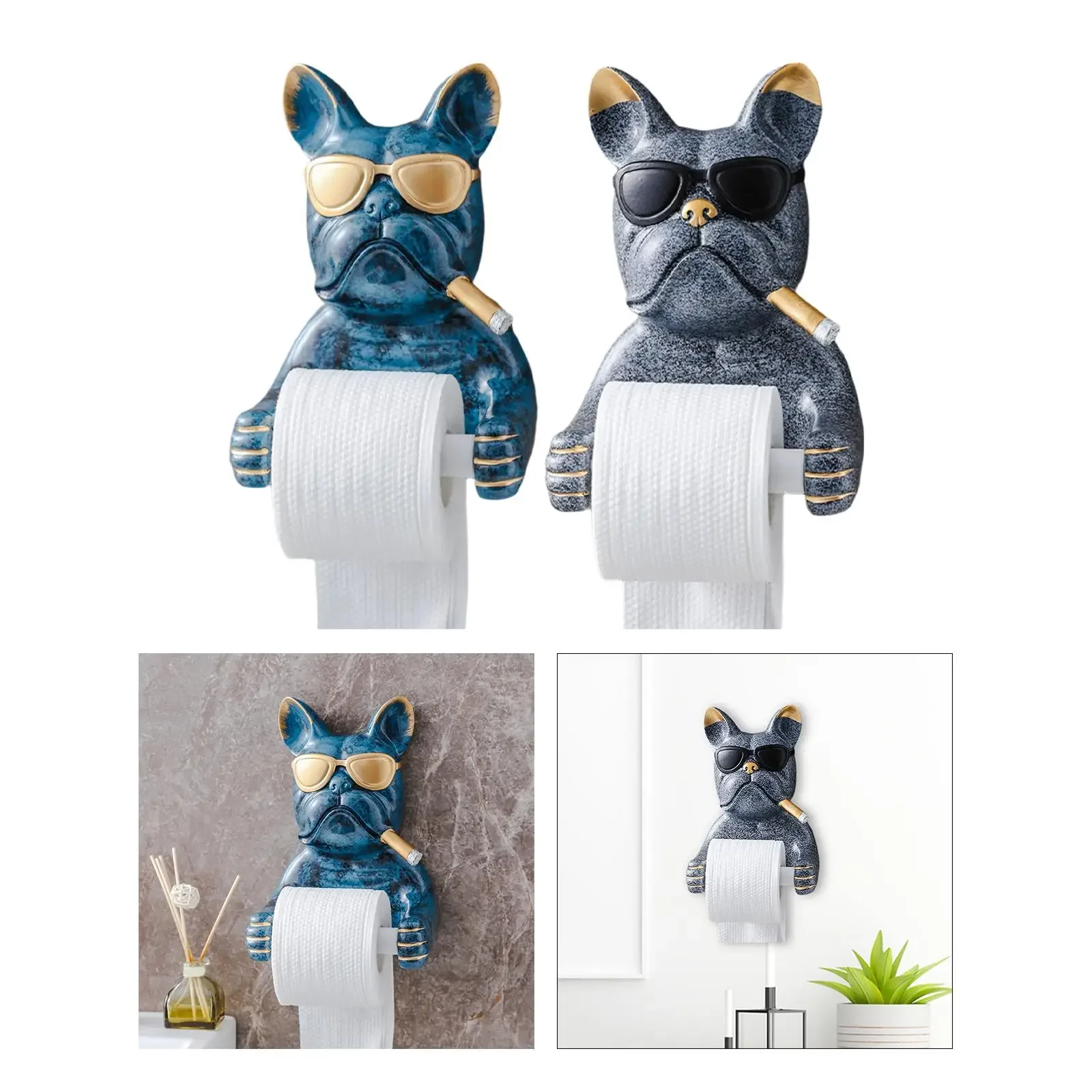 Toilet Paper Holder Cartoon Dog Sculpture for Home Washroom Hotel Kitchen Art