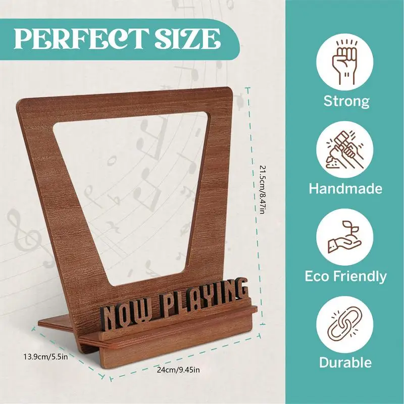 Now Playing Vinyl Record Stand Retro Holder for Vinyl Record Wood Record Display Stand LP Vinyl Gift Ideas Turntable Accessories 6