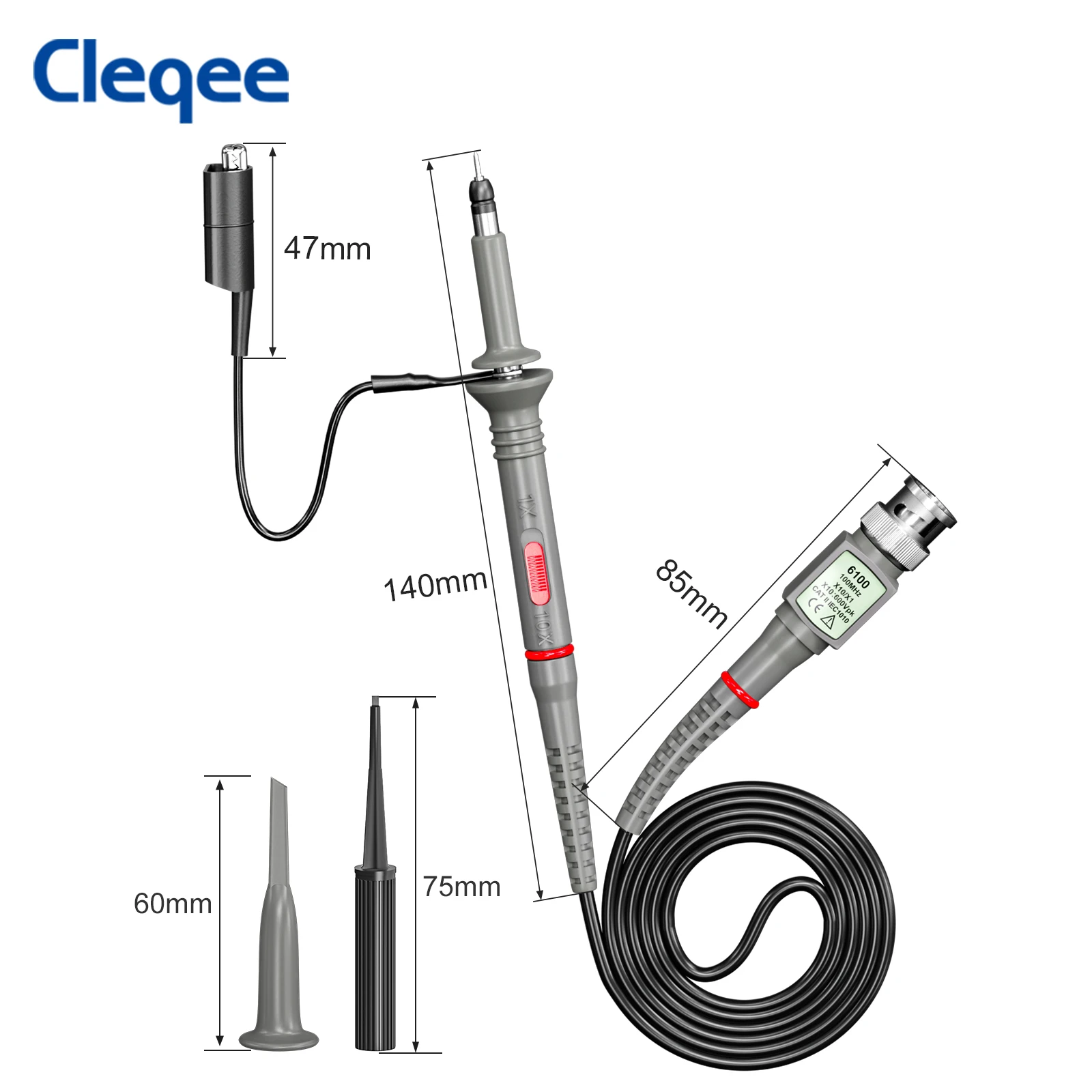 Cleqee CKT014 Universal Oscilloscope Probes with Accessories Kit 100MHz 1X 10X BNC Test Leads Wire Piercing Probe oscilloscope probe test probe lead cable