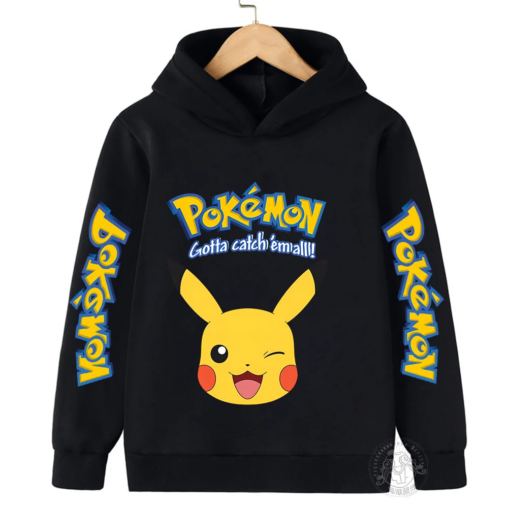 Pokémon Pikachu Creative Print Hoodie für Kinder im Alter von 3-14 Jahren Herbst Straße lässig Jungen und Mädchen Pullover