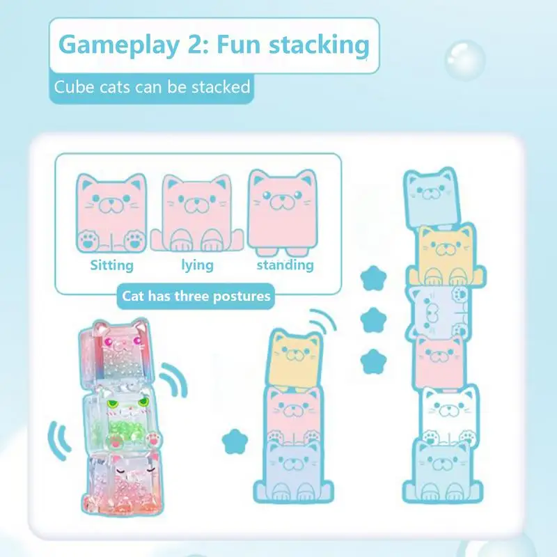 Stackable Building Blocks Clear Cat Cube Ornaments Cute Bookshelves Ornament Animal Stacking Decor Toy High Collection Value