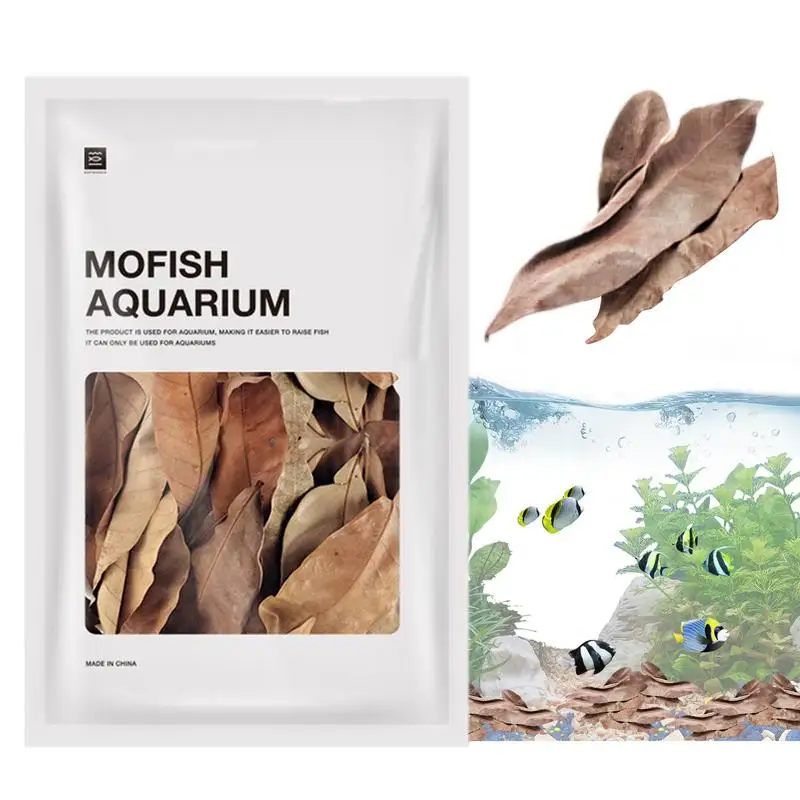 Aquarium Catappa Leaves Indians Almond Leaves Reduce PH Softened Purified Water Quality Multi-Purpose Decoration 50Pcs aquarium leaves