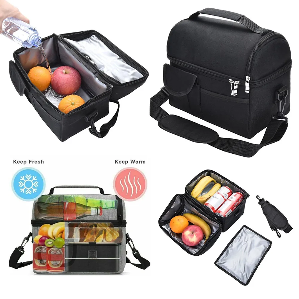 

Home Supplies Bento Storage Bag Tableware Lunch Black Large Insulated Thermal Cool Food Tote Box Adult Kids Kitchen,Dining