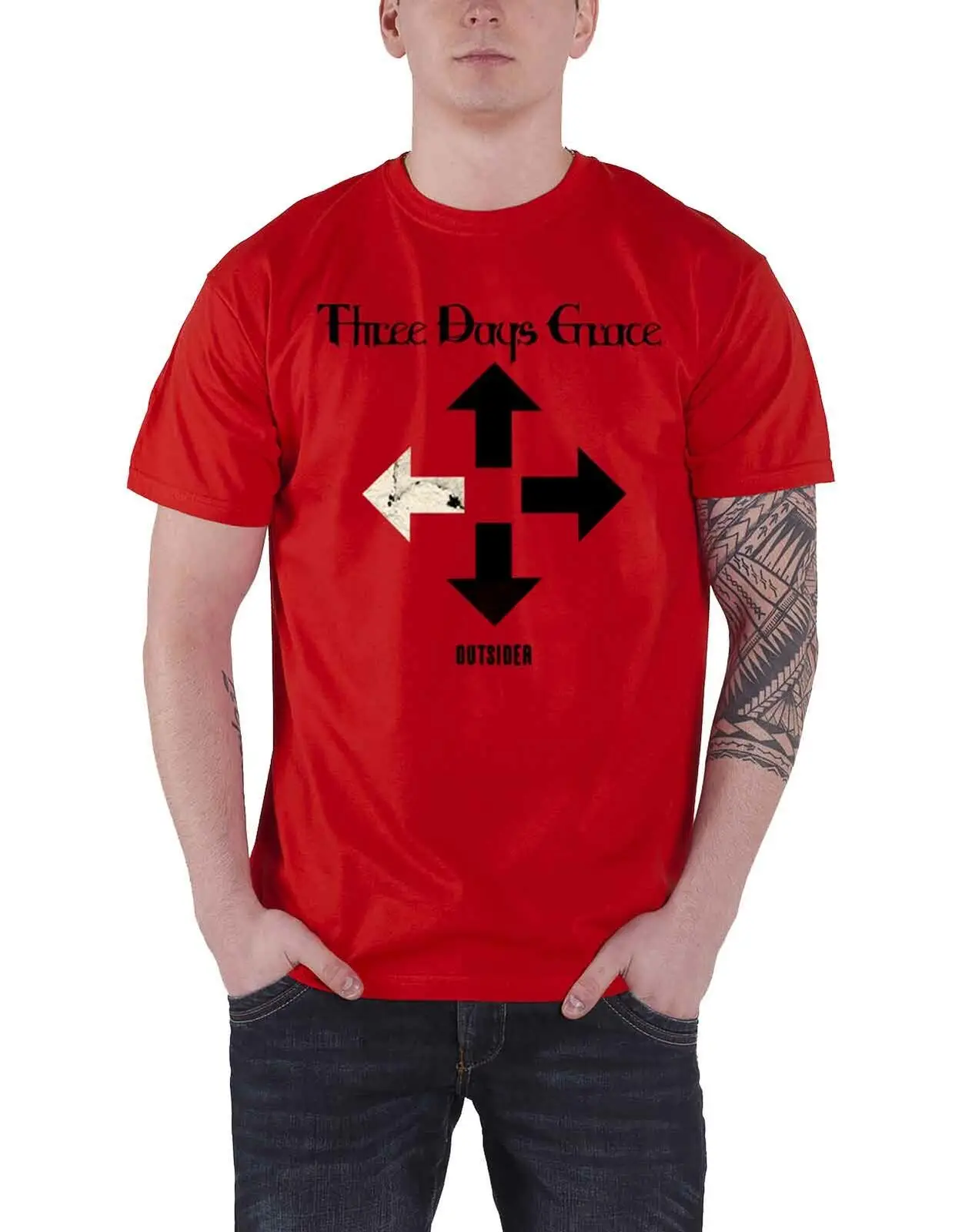 Футболка Three Days Grace с логотипом внешней группы, новинка, официальная мужская красная, размер L