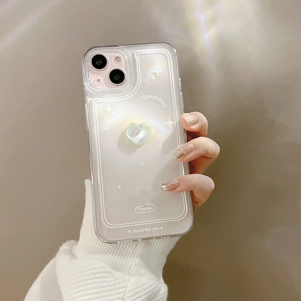 z flip3 case For IPhone cases Three-dimensional crystal love pattern mobile phone case For 11 12 13 Pro Max X XS Max XR 7Plus 8Plus samsung galaxy z flip3 case