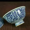 Chinese old porcelain Blue and white double happiness lotus covered bowl For kitchen 4