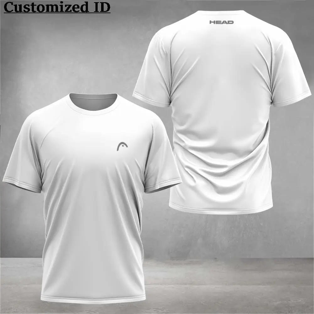 New Men Fitness Short Sleeve Men's Solid Color Printed Tennis Clothing Breathable Head Badminton Sports Clothing Golf Clothing 3