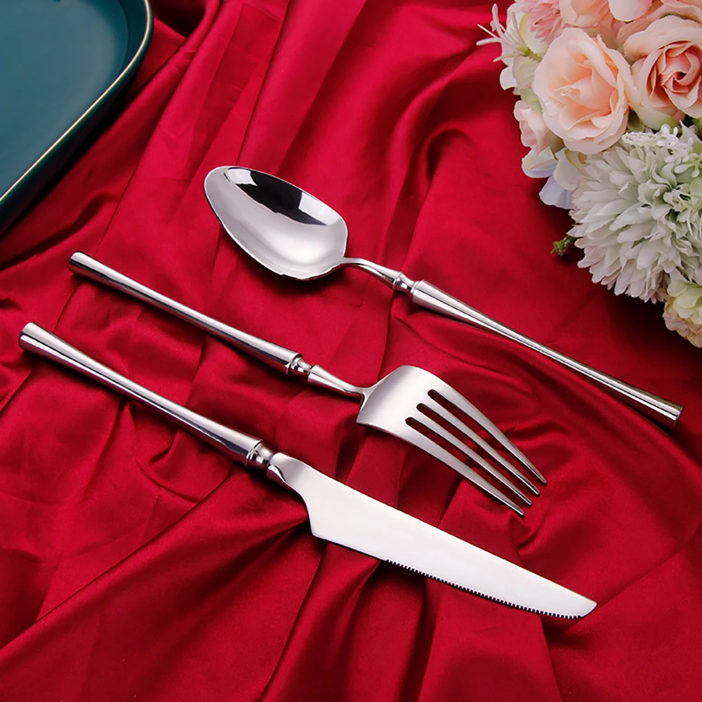 6/24/30Pcs Sliver Cutlery Set Stainless Steel 304 Tableware Elegant Dinner Set Western Knife Fork Spoon Mirror Flatware cutlery set western style cutlery set stainless steel cutlery set