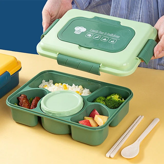 Fiambrera portátil para adultos/niños pequeños, 4 compartimentos, sellados,  para ensalada, picnic, almacenamiento de alimentos - AliExpress