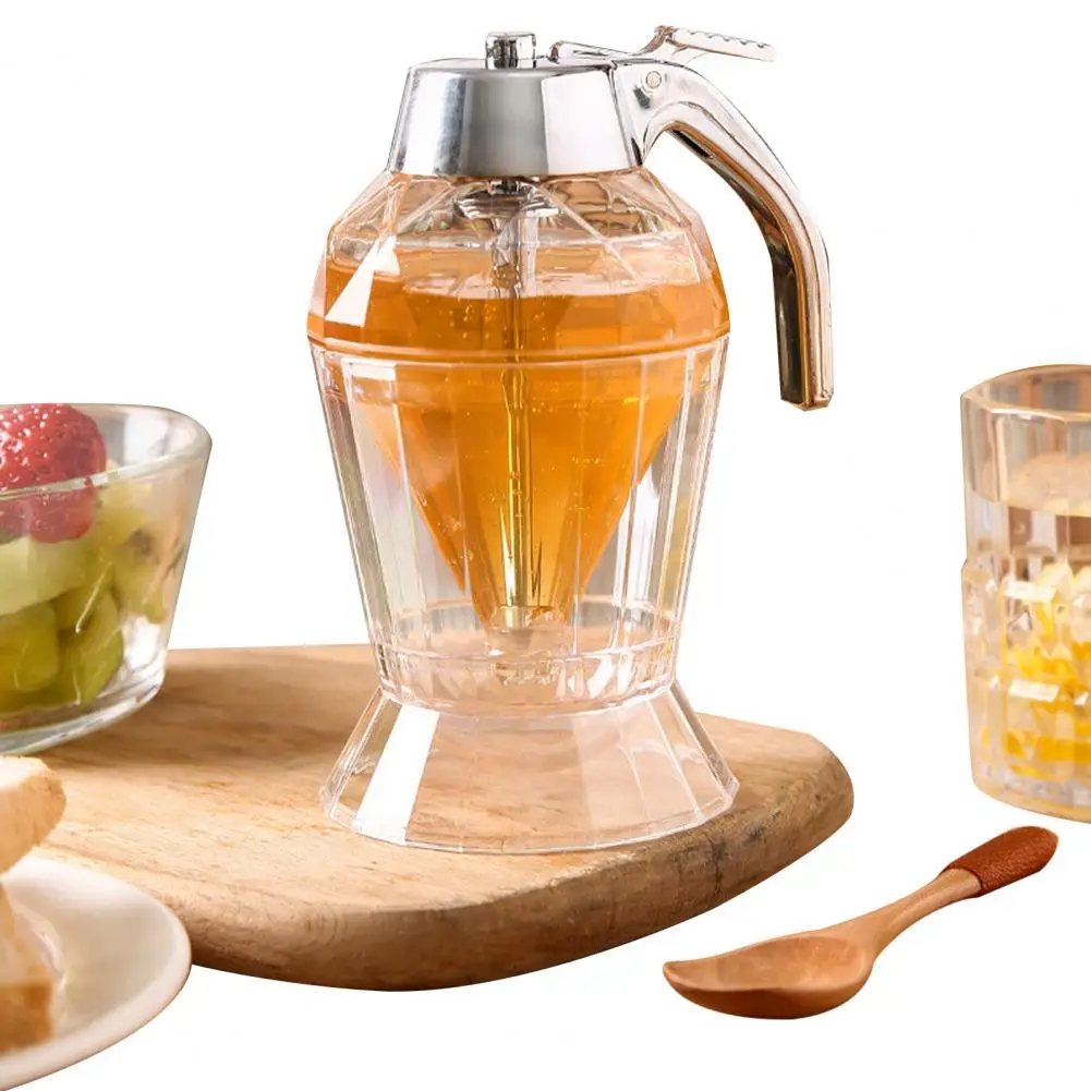 Syrup Dispenser Leakproof Glass Honey Dispenser with Stainless Steel Cover 180ml Shape Syrup Bottle for Olive Oil Sauce Vinegar