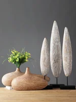 Modern Line Stripe Resin Vase Flower Arrangement Dried Flower Imitation Wood Vase Bookcase Desktop Decoration Crafts Furnishings 2