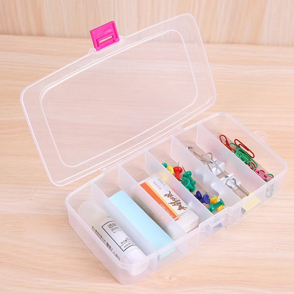 Acrylic Storage Box 5/6 Grids Compartment Plastic Storage Box Practical Toolbox Transparent PP Boxes Bead Jewelry Case Display Organizer Container