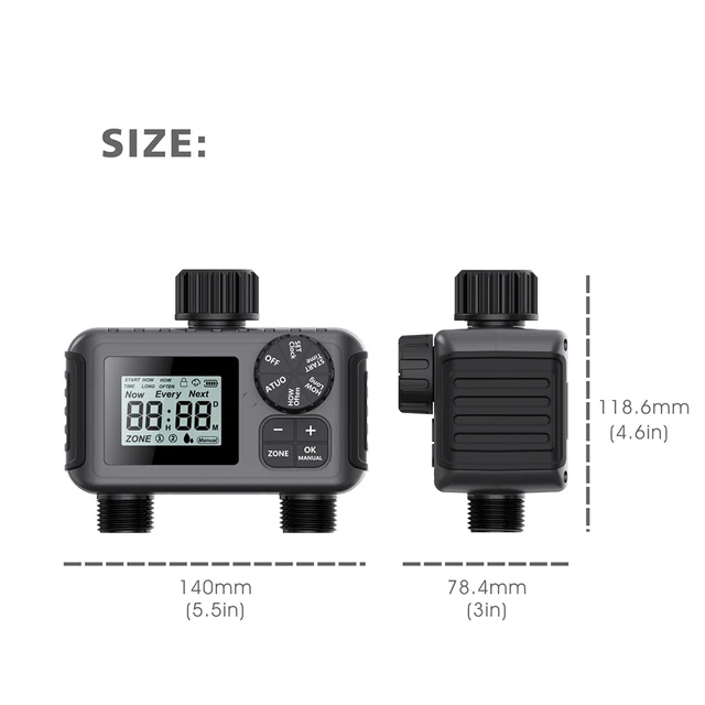2-Outlet Automatic Water Timer Garden Irrigation Watering System Sprinkler Programmer Smart LCD Digital Watering Timer Tools 6
