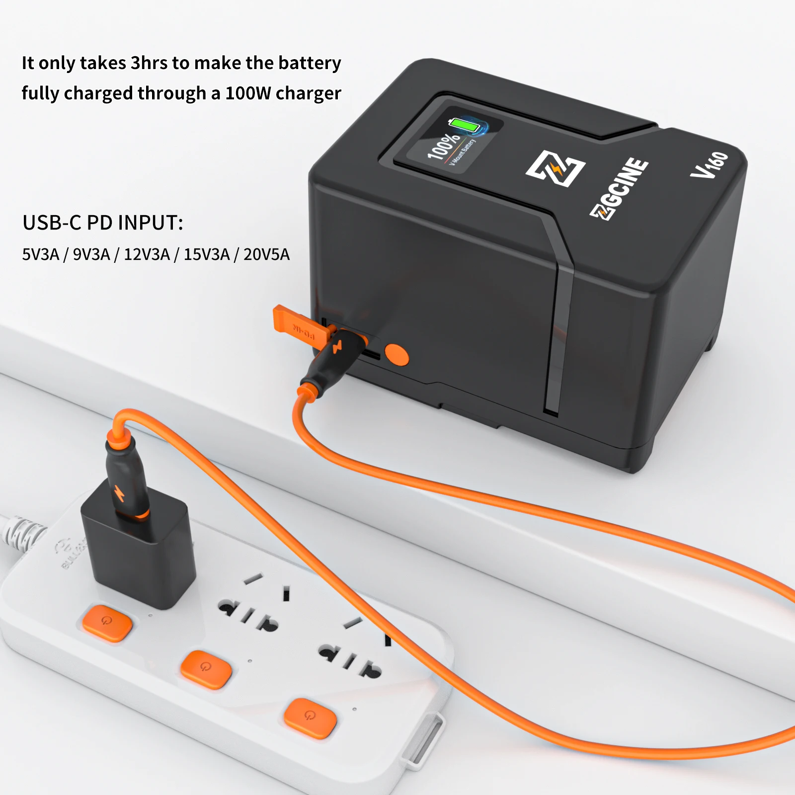 ZGCINE ZG-V160 V Mount Battery 9600mAh Power Bank 14.8V V Lock V Shape Li-ion Battery PD Fast Charging For camera DSLR