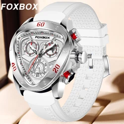 LIGE Top Brand Luxury Man Watches FOXBOX Fashion Casual Silicone Triangle Dial Waterproof Military Watch Men Luminous Wristwatch