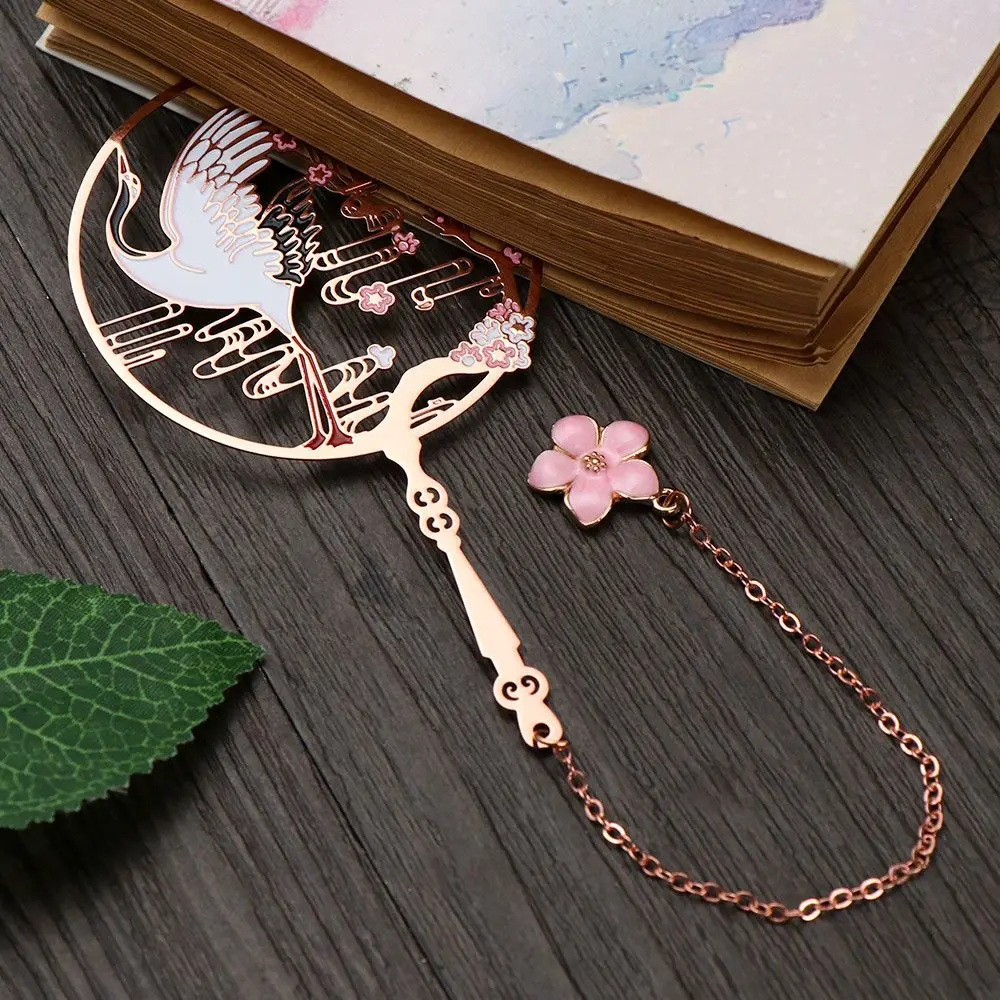 Chinese Style Brass Peacock Bookmark Group Fan Book Clip Pagination Mark Metal Tassel Stationery School Office Supplies metal bookmark bookmarks stationery supplies