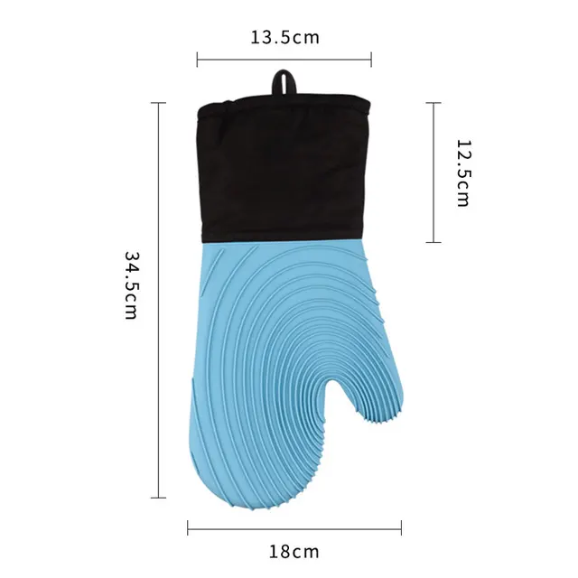Set di guanti da forno in silicone resistenti al calore, fodera in poliestere morbido, guanti spessi flessibili lunghi impermeabili per la cucina 3