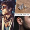 Vnox Punk Stud Earrings for Men, Triangle AAA CZ Stone Earrings, Geometric Stainless Steel Cool Rock Boy Ear Jewelry 3