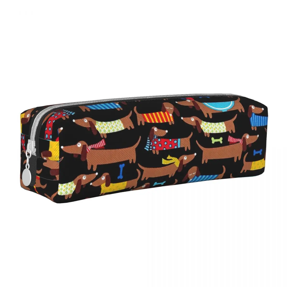 

Fun Retro Dog Dachshund Pencil Cases Animal Cartoon Pencil Pouch Pen for Student Big Capacity Bag Office Cosmetic Stationery