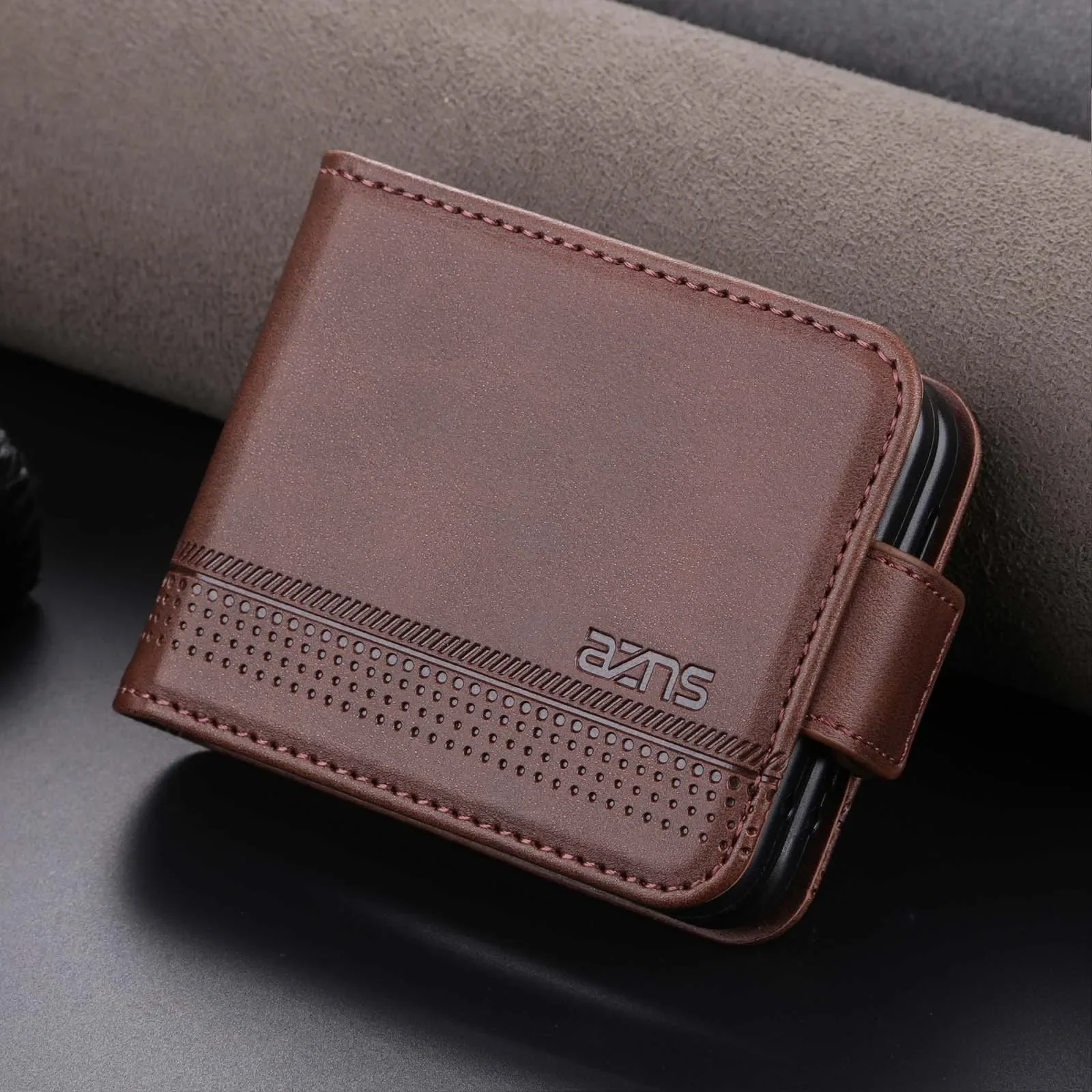 Leather Wallet Phone Case with Card Holder & Kickstand - Shockproof Back Cover