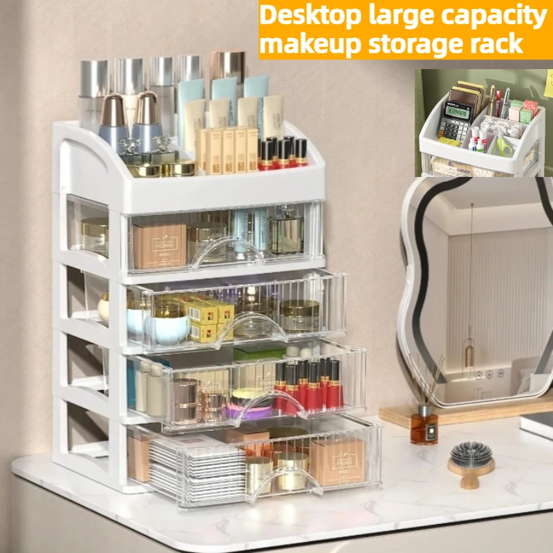 Clear 5-Tier Makeup Organizer with Drawers, Large Capacity Cosmetic Storage for Vanity, Dustproof Skincare Lipstick Brush Holder