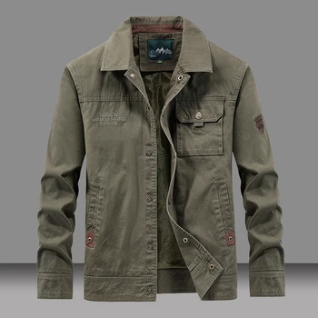 Spring Autumn Men's Cotton Jackets Trendy Men's Fashion Outerwear Windbreaker Coats Men Turn-Down Collar Tactical Jackets 5XL 1