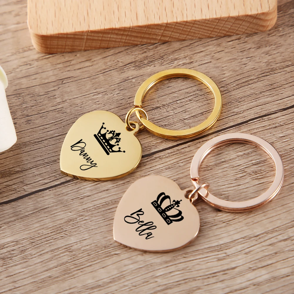 Customized Keychain Personalized with Couples Name Engraved Valentines Day Gifts for Dear Couple Lovers Keyring Fashion Keychain