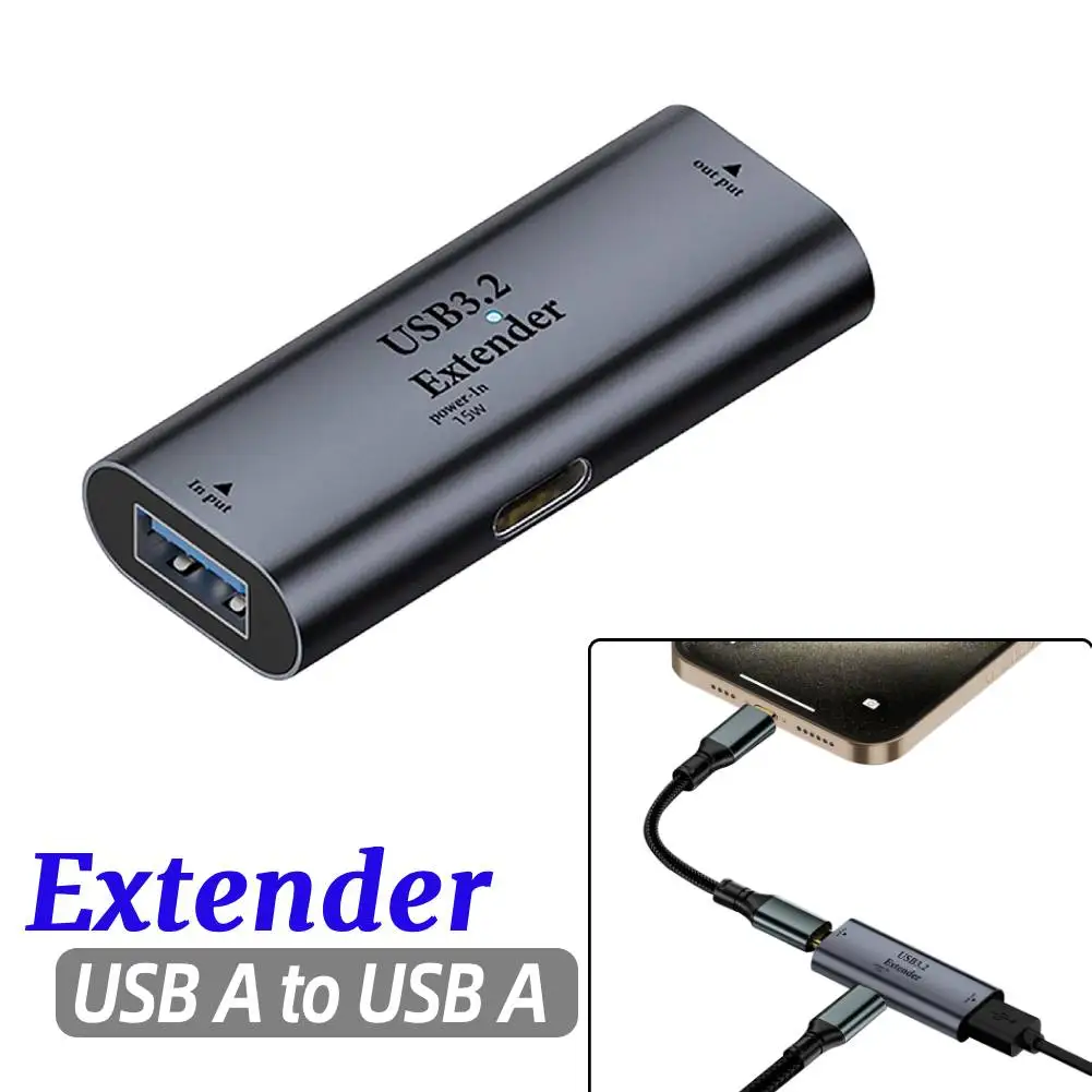 High-Speed USB 3.2 Signal Amplifier Extender, 10m Transmission, Type C to USB A